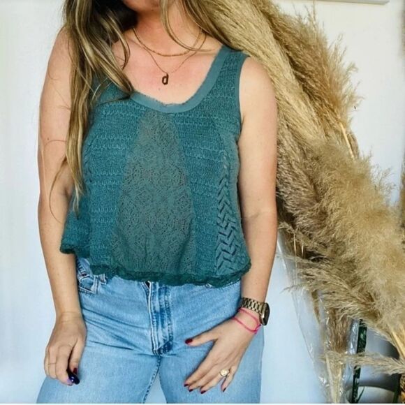 Anthropologies Meadow Rue Green Knit Tank Top Size Small - Picture 1 of 10